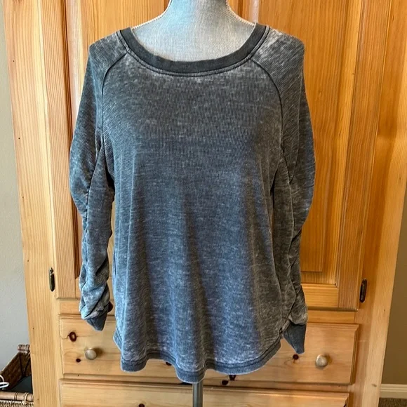 Jane & Delaney Gray Waffle Raglan Long Sleeve T-Shirt M - Picture 1 of 4